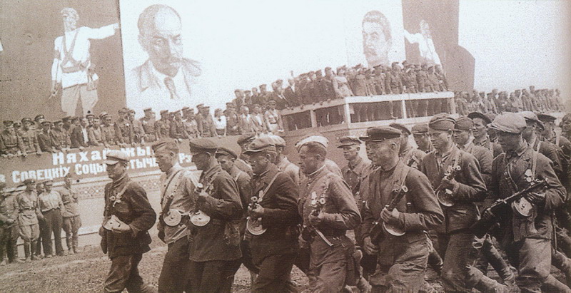 The parade of Belarusian partisans. Minsk, July 16, 1944
