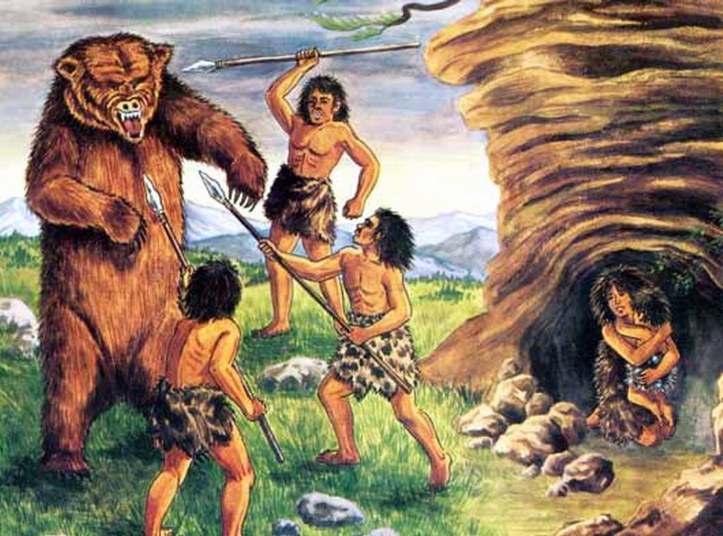 Пещерный медведь и неандертальцы. Источник: https://potokmedia.ru